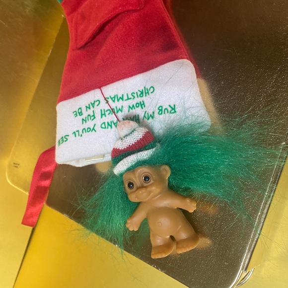 RUSS BERRIE VINTAGE CHRISTMAS TROLLS WITH HATS & POCKET XMAS STOCKINGS RARE - Picture 11 of 16